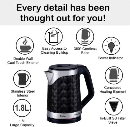 Inalsa Diamante Electric Kettle (1.8 L, Black) Inalsa Diamante Electric Kettle (1.8 L, Black)